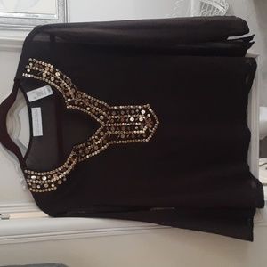 NWT Liz Claiborne First Issue Brown Sheer top
